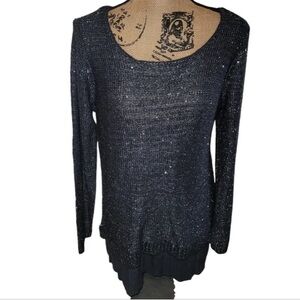 PRE-OWNED SIZE S/M Elegant Black Sequin Sweater